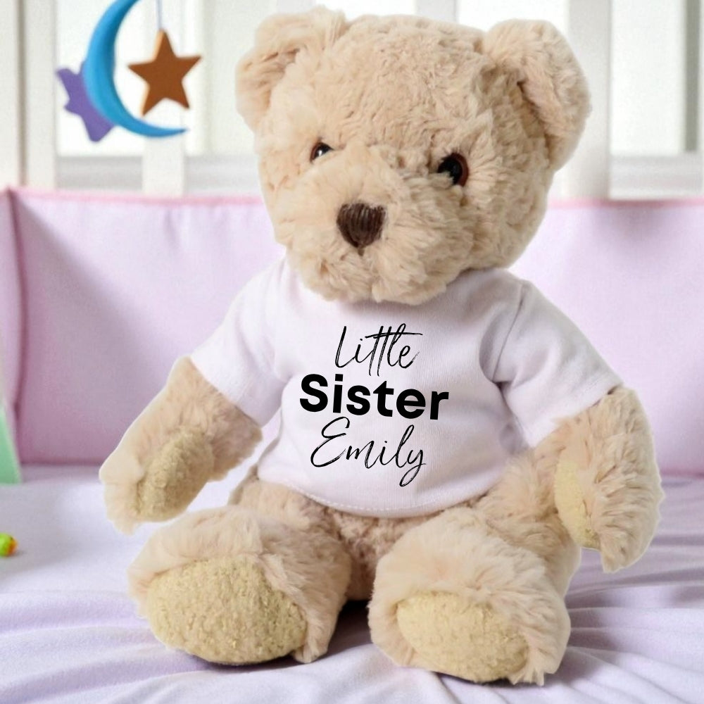 Personalised Teddy Bear with Little Sister T-Shirt-0